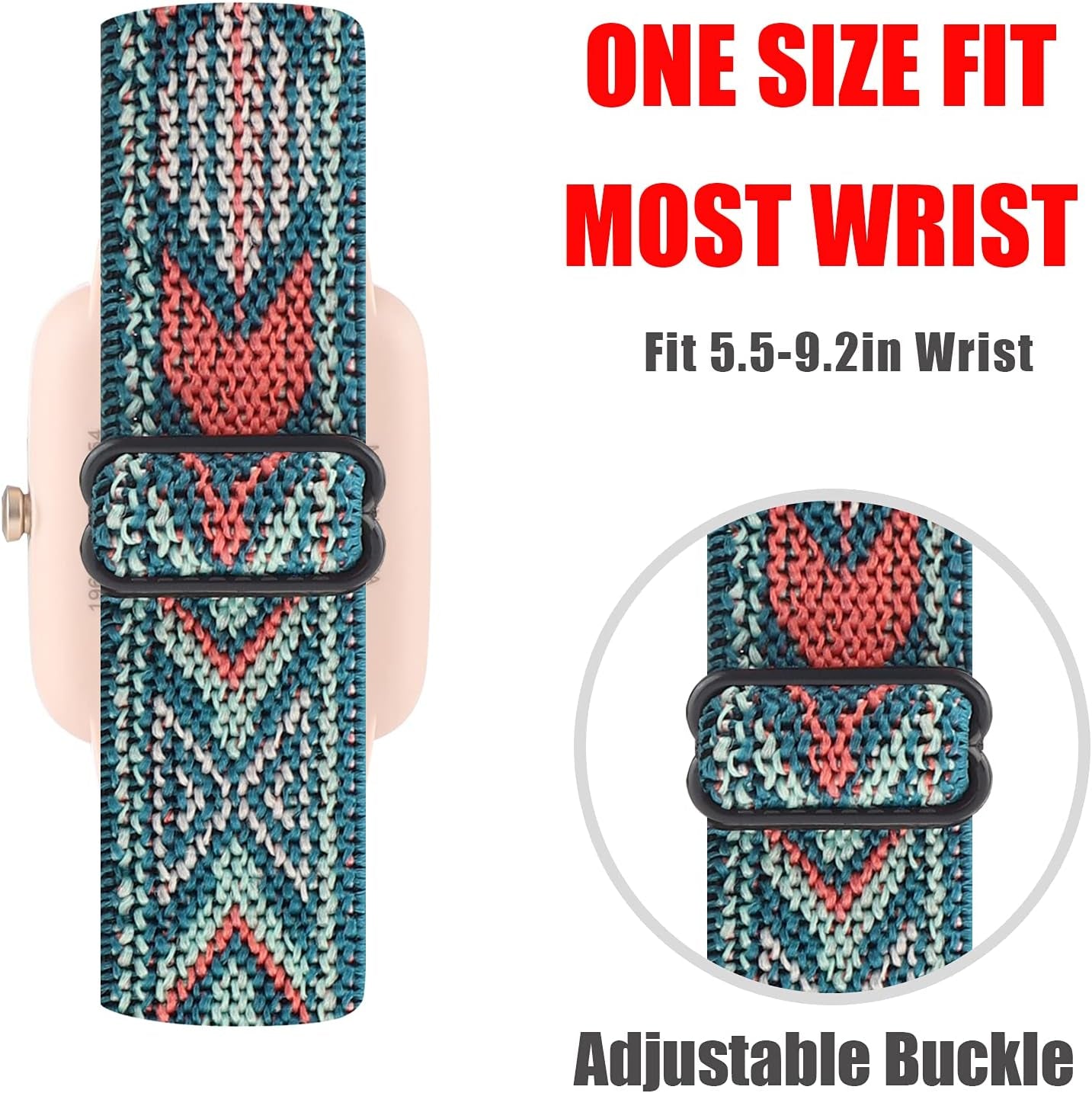 Adjustable Elastic Watch Band Compatible with Veryfitpro ID205L ID205S ID205 ID205U Smart Watch Bands, 19Mm Stretchy Nylon Loop Strap Soft Wrist Bands for Women Men (Green Arrow)